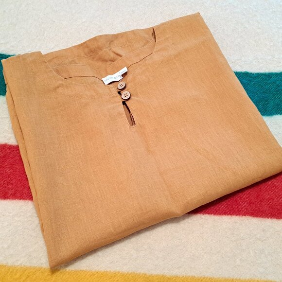 CELTIC & CO Linen Button Detail Top, goldenrod, sz 12 - Picture 5 of 10